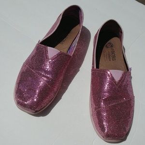 Lil Bobs Pink Glitter Sparkle Slip on shoes